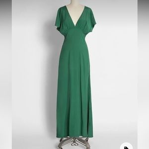 ModCloth V neck green party dress